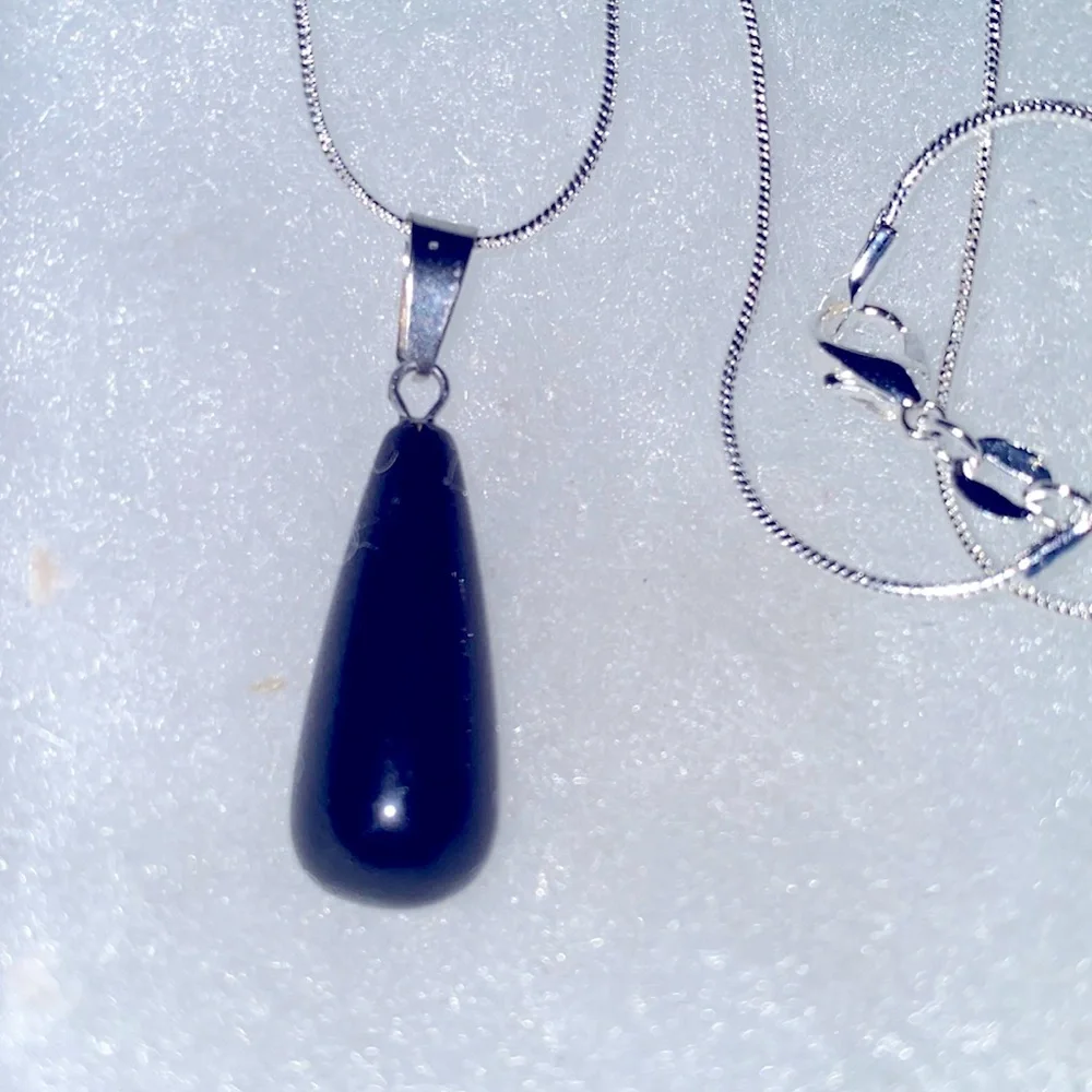 Natural Black Onyx Sterling Silver 24” Nec… - Picture 2 of 6